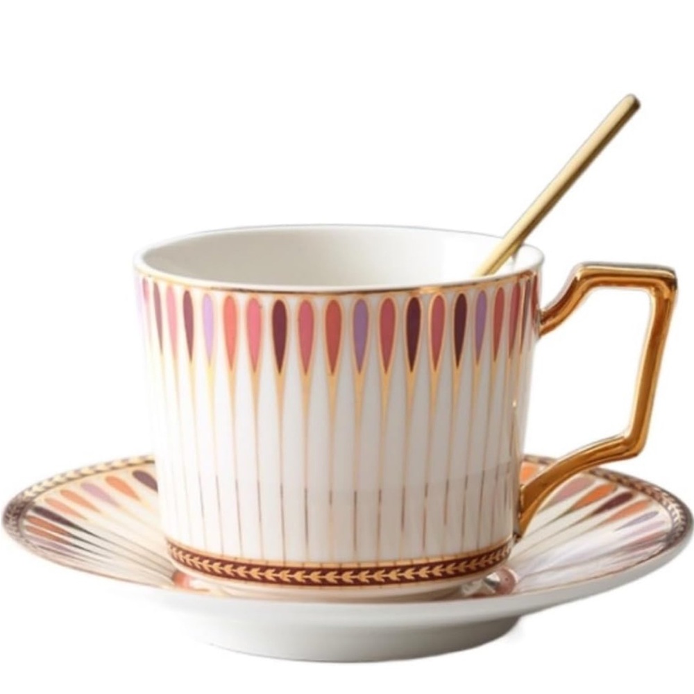 Grace teawear - taupe mauve blush teardrop design tea cup saucer and creamer - Picture 2 of 7
